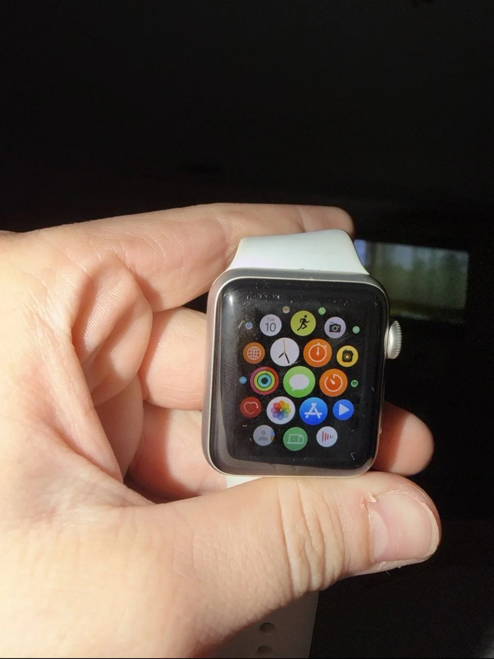 White series 3 Apple Watch  with White Silicone Band. 42mm. 8GB.